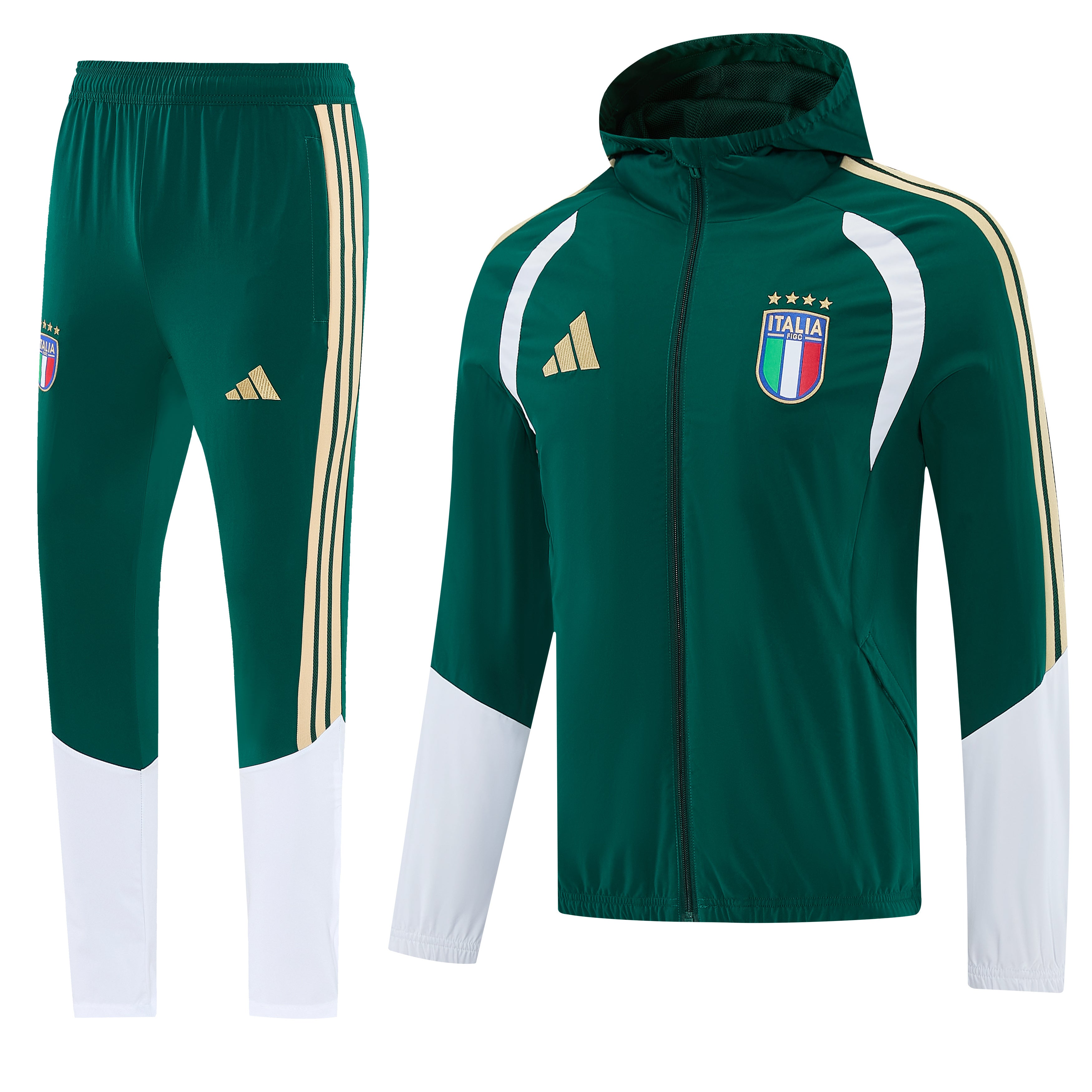 Tuta Italia Verde Zip Intera