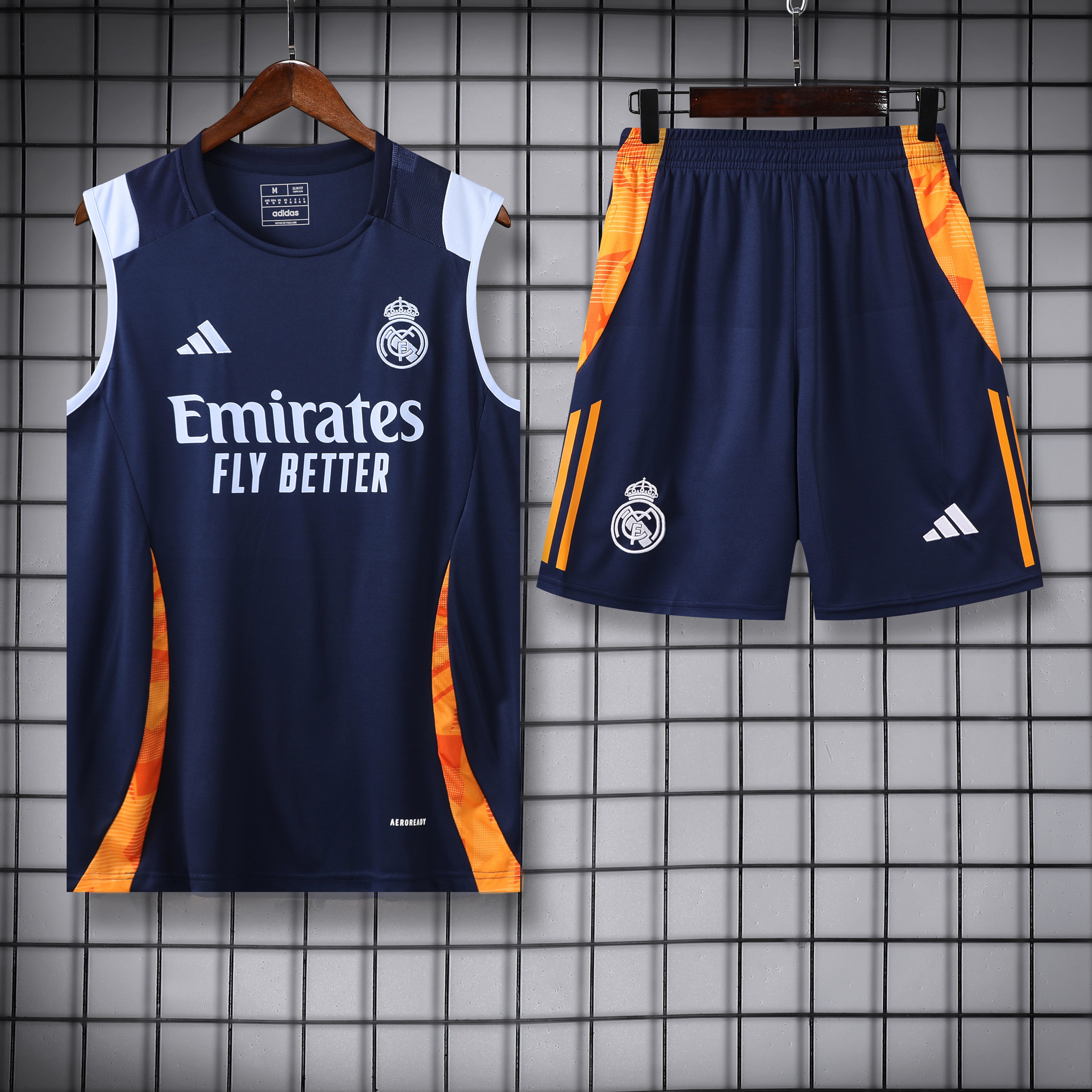 Real madrid blu orange completo con canottiera