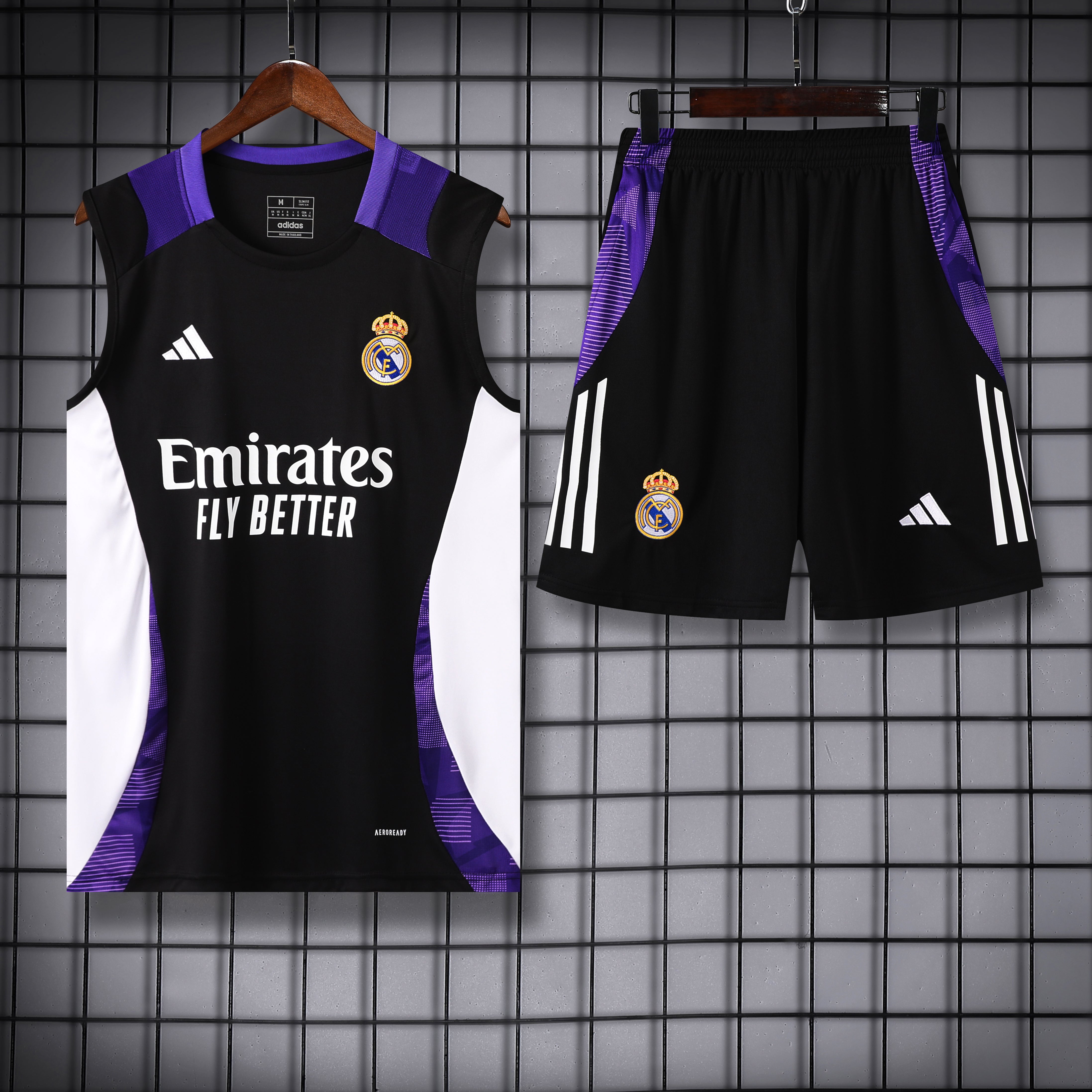 Real madrid black and white completo con canottiera